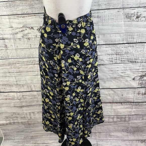JM Collection Skirt size 10 Petite Black Purple Green Floral Midi A Line Modest - Picture 10 of 11